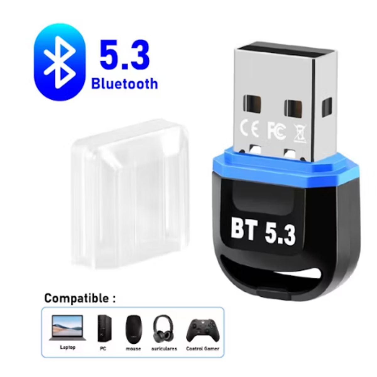 GENERICO - Adaptador para PC Dongle Usb Bluetooth 5,3 Negro