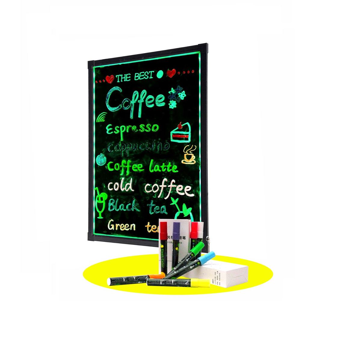 GENERICO - Pizarra Led 30x40 Publicitaria Mas  + Caja de 8 plumones