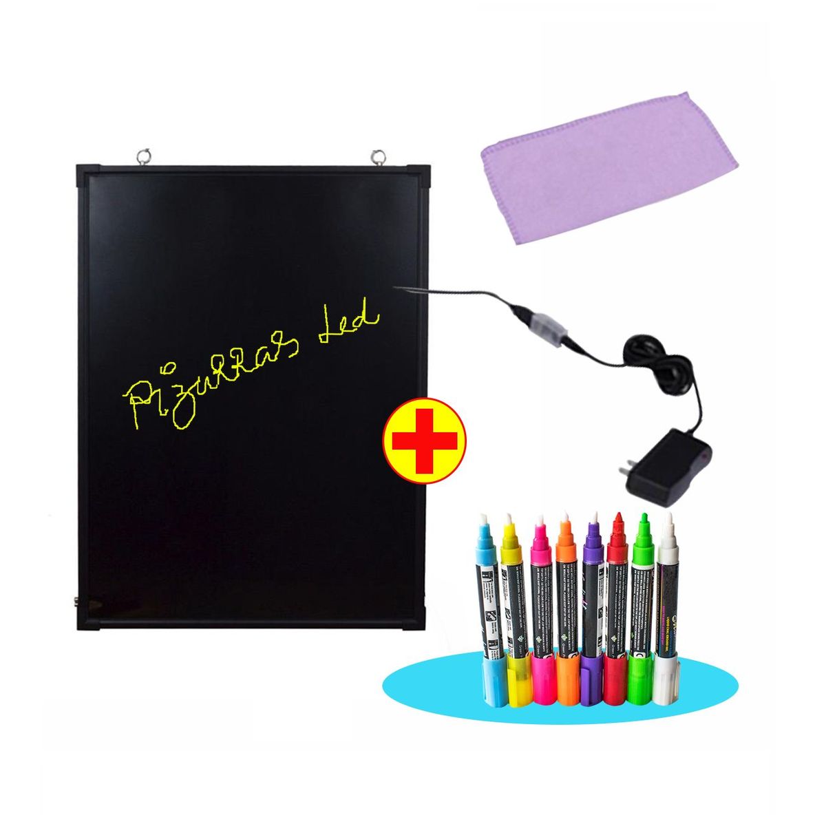 GENERICO - Pizarra Led 60x40  Publicitaria Mas  + Caja de 8 plumones