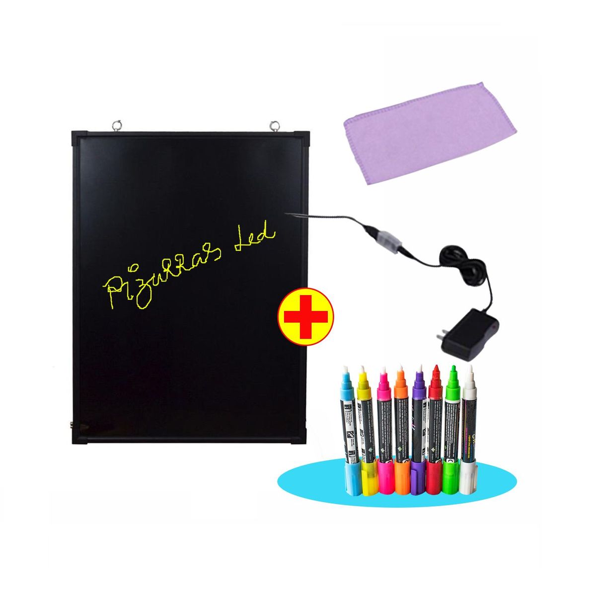 GENERICO - Pizarra Led 60x40  Publicitaria Mas  + Caja de 8 plumones