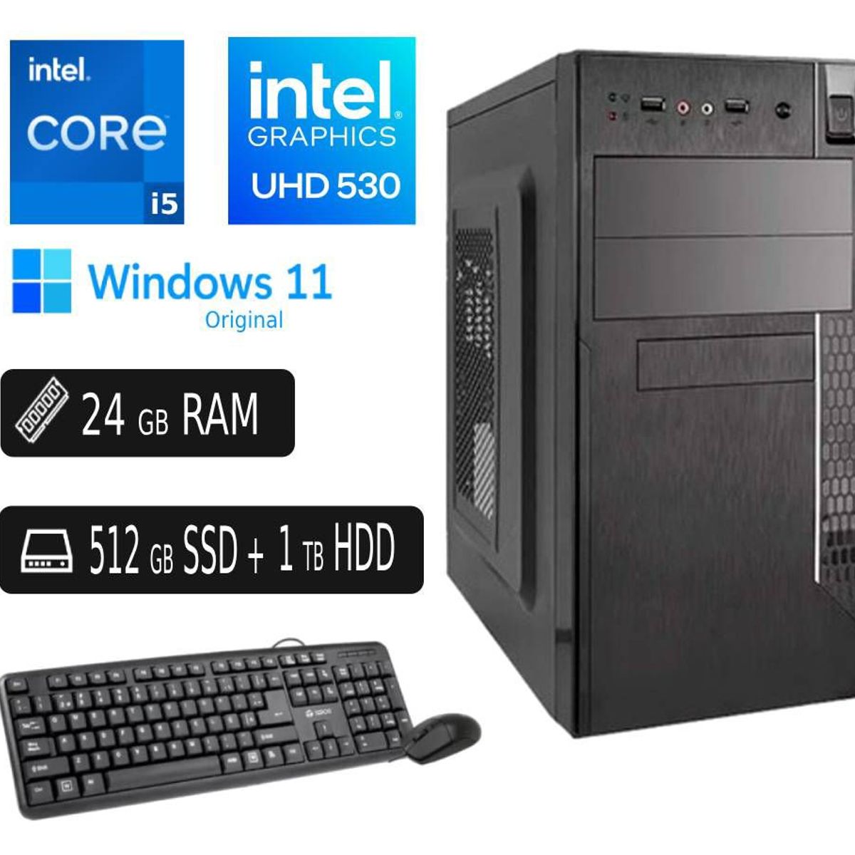 INTEL - COMPUTADORA PC Intel Core i5 7ma 24GB 512GB SSD 1TB HDD EXTERNO REGALO