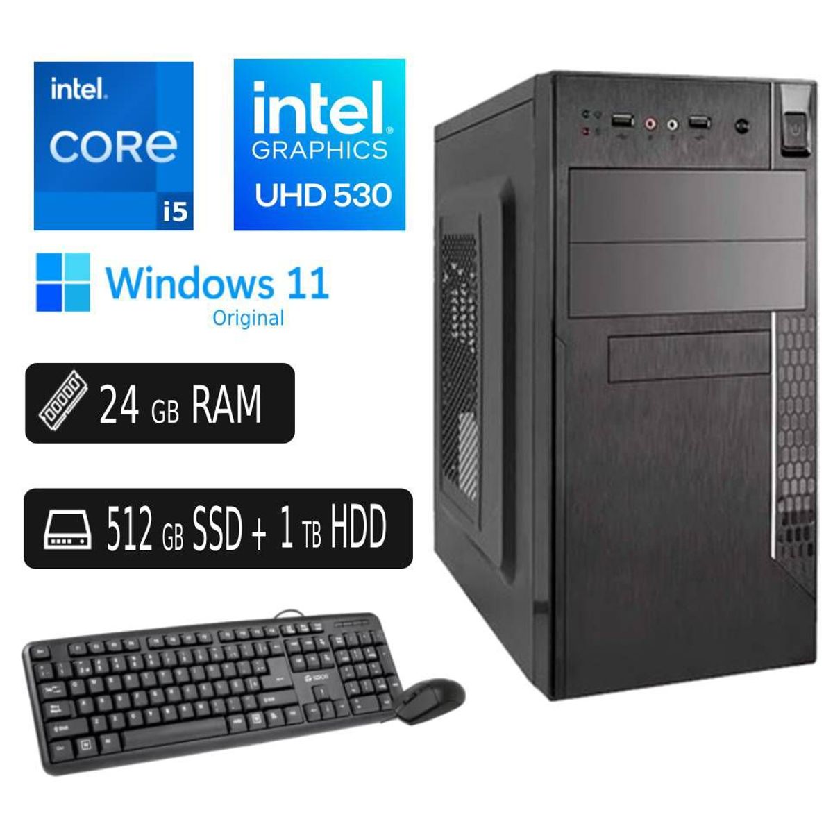 INTEL - COMPUTADORA PC Intel Core i5 7ma 24GB 512GB SSD 1TB HDD EXTERNO REGALO
