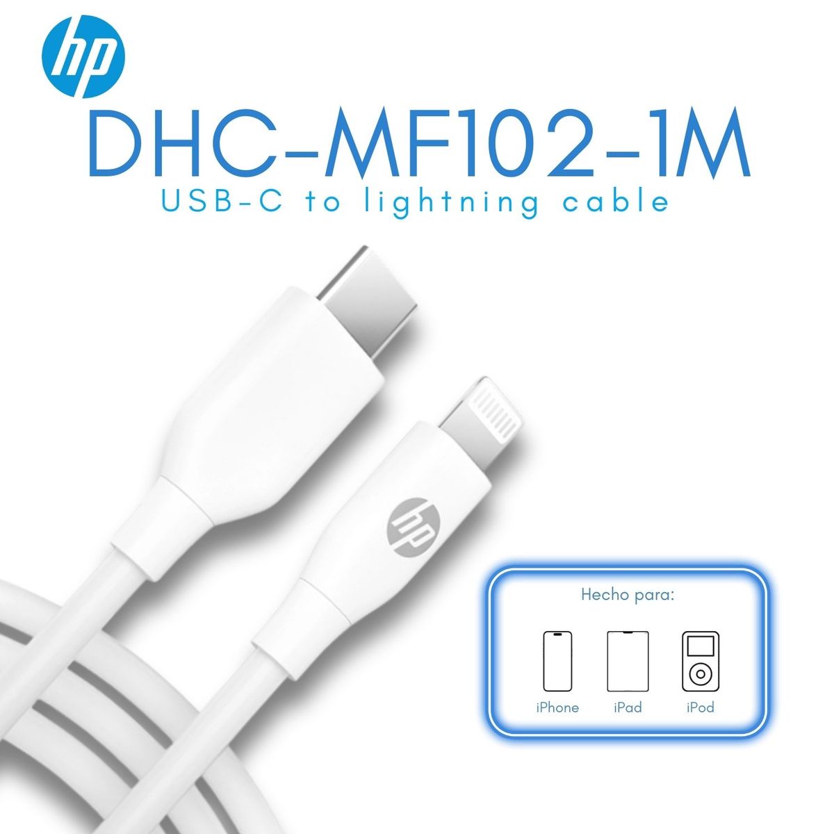 HP - Cable Cargador de iPhone HP USB-C a Lightning de 1M DHC-MF102