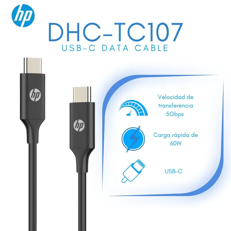 HP - Cable de Carga Rápida Tipo C HP USB-C 1.5 Metros DHC-TC107