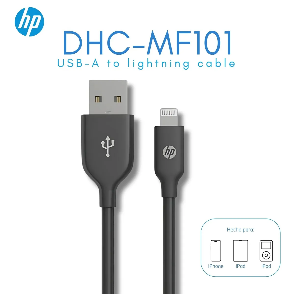 HP - Cable Cargador de iPhone tipo USB-A Lightning HP 1 Metro DHC-MF101