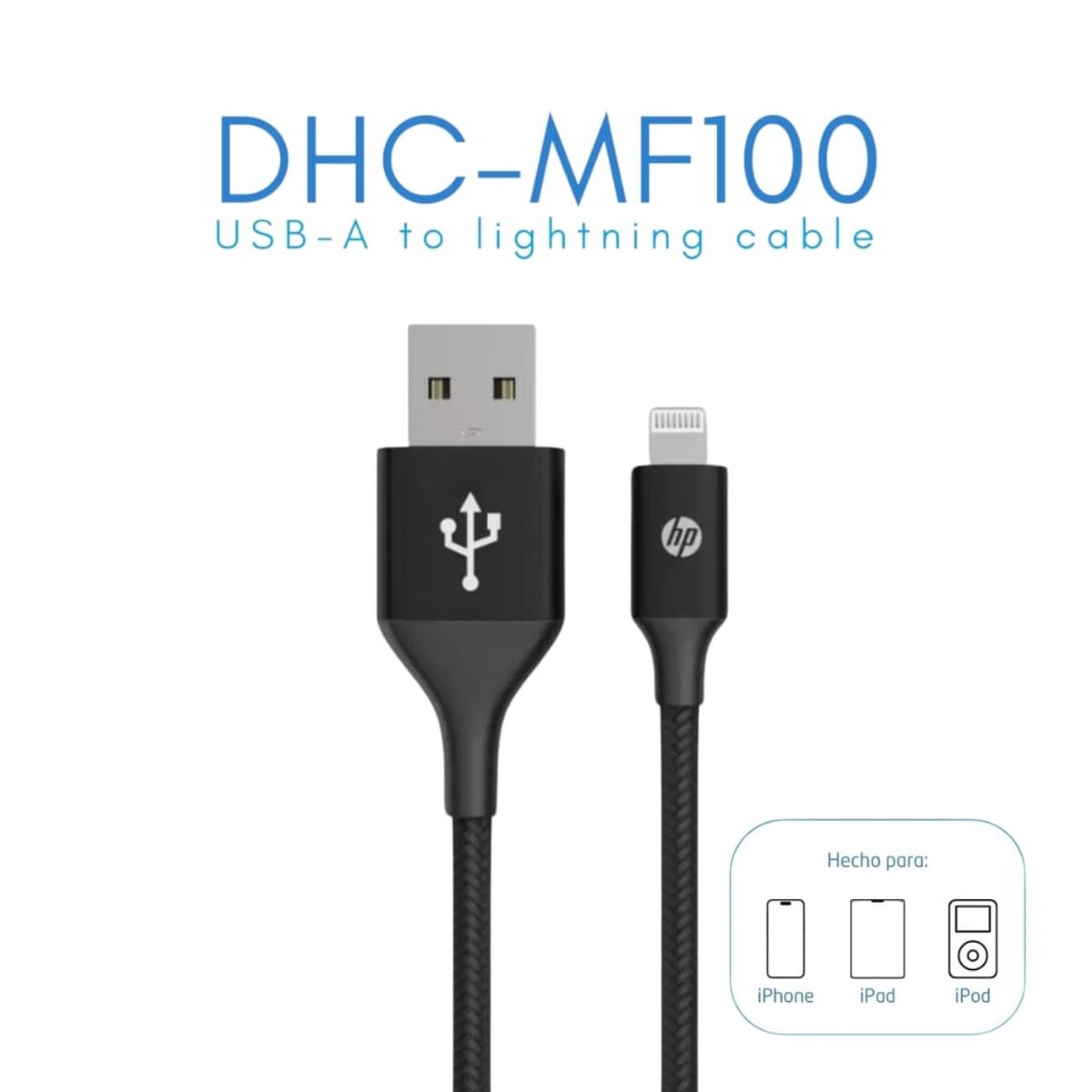 HP - Cable Cargador de iPhone tipo USB-A Lightning 1 Metro HP DHC-MF100