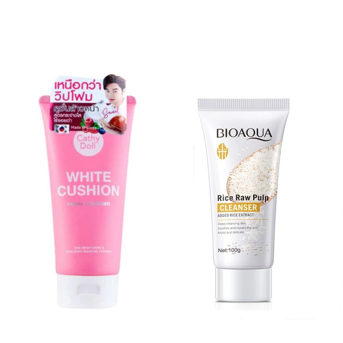 BIOAQUA - Limpiador Facial de Espuma Blanca Y LIMPIADOR FACIAL ARROZ BIOAQUA