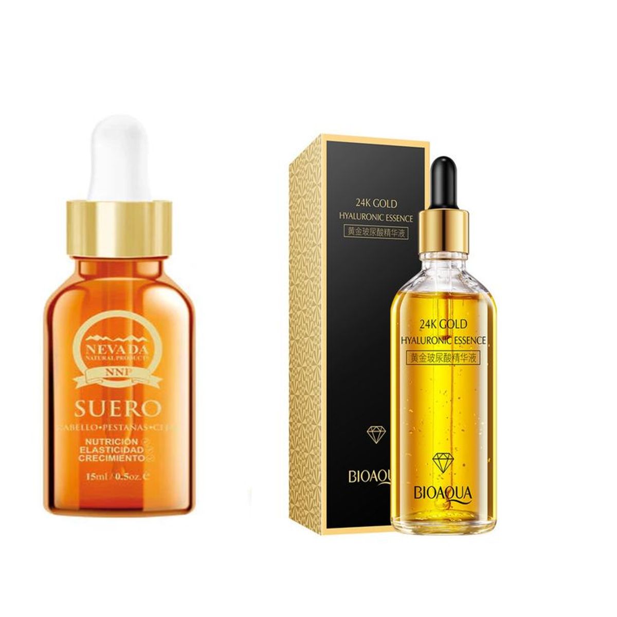 BIOAQUA - Ricino Aceite de castor y SERUM ESENCIA DE ORO HIALURONICO