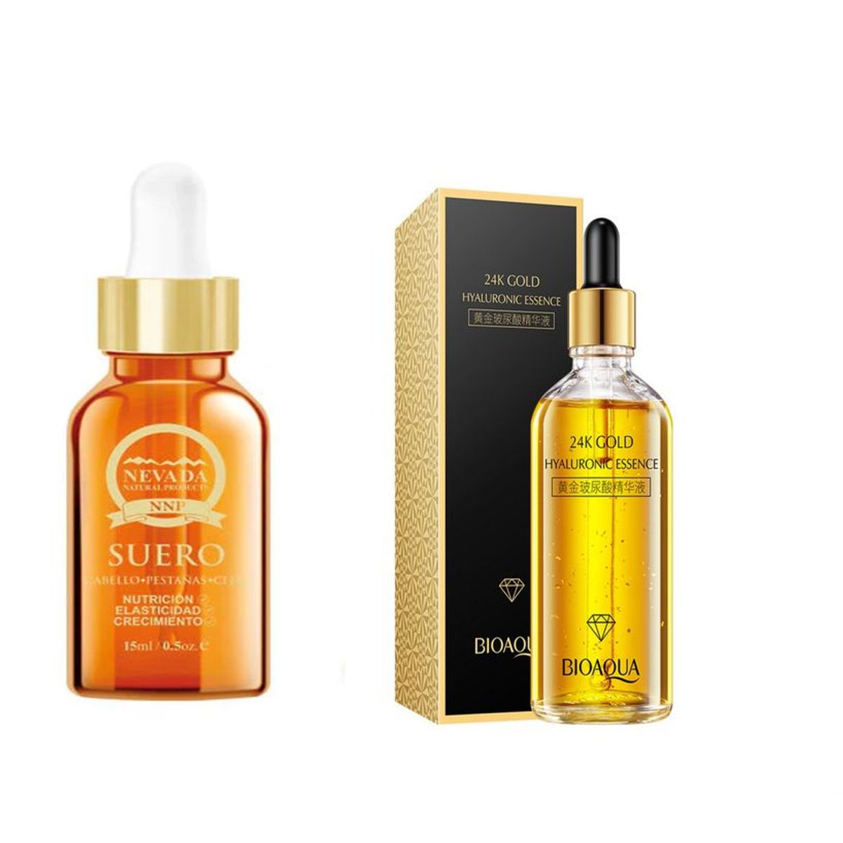 BIOAQUA - Ricino Aceite de castor y SERUM ESENCIA DE ORO HIALURONICO