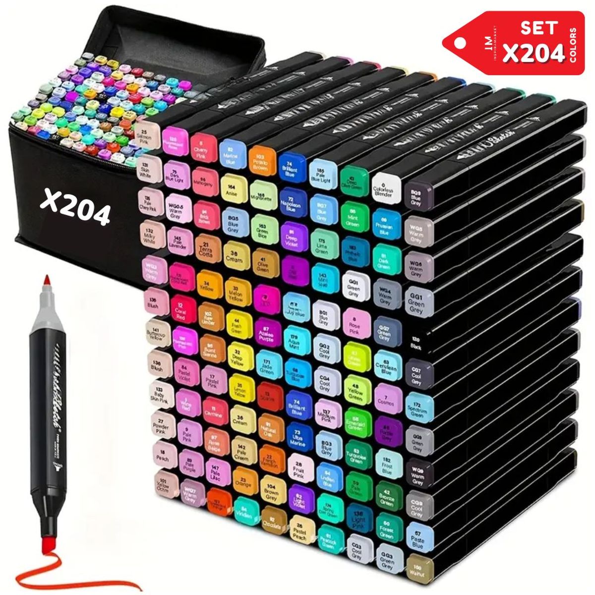 INSPIRA MARKET - Set de Plumones 204 und artísticos doble punta Estuche