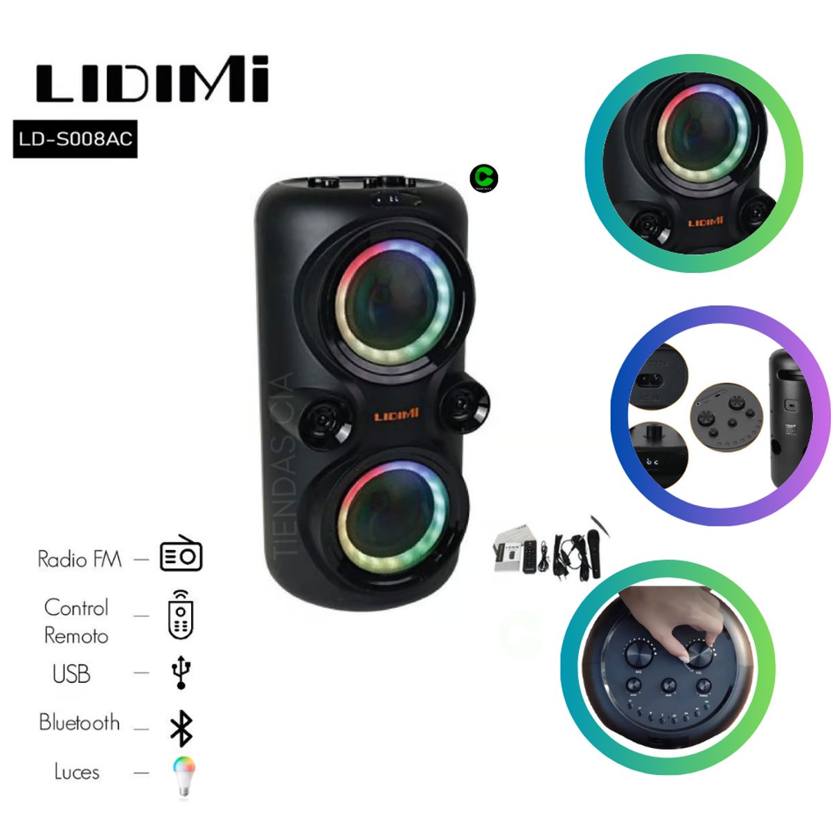 LIDIMI - Parlante Portatil Bluetooth LIDIMI LD-S008AC 70W