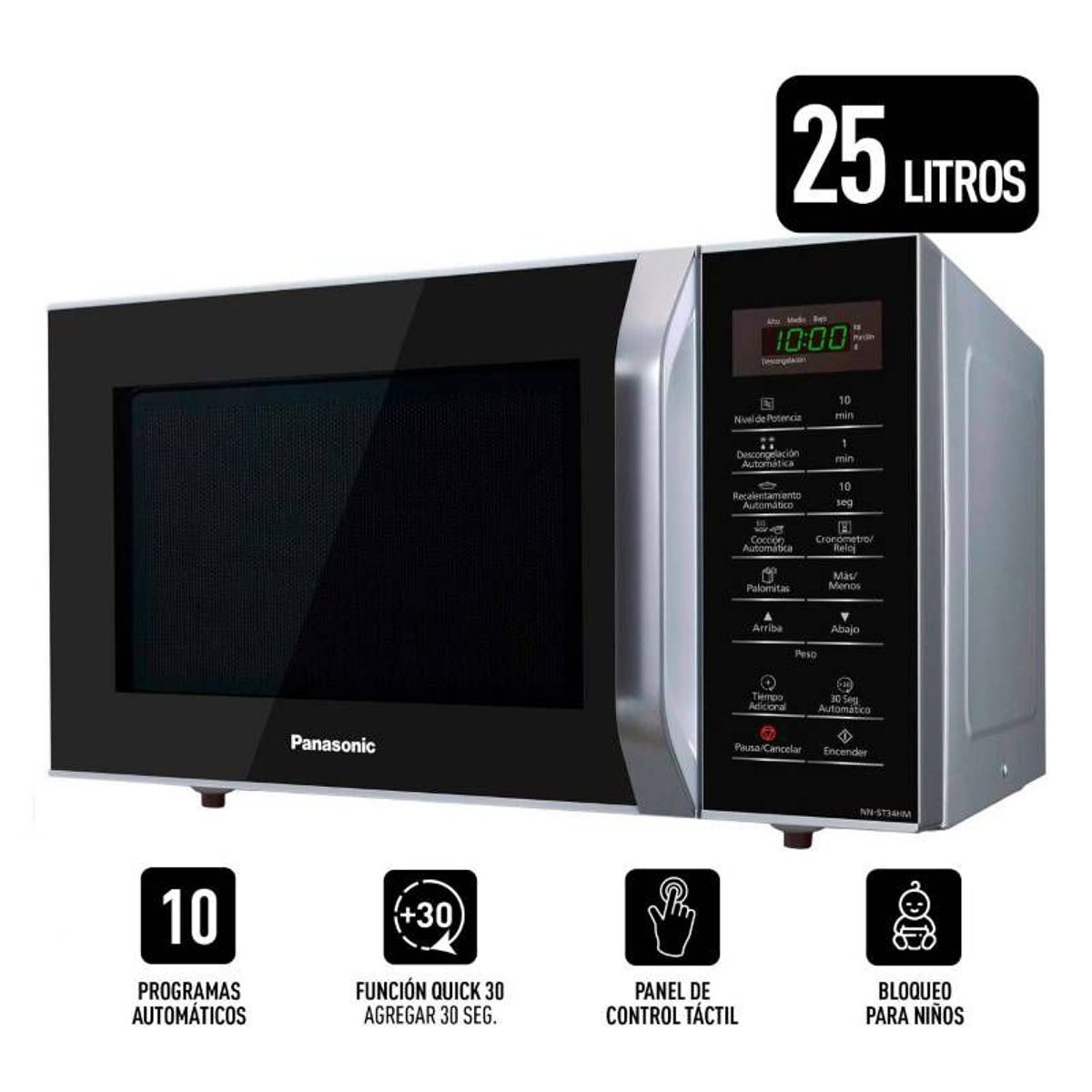 PANASONIC - Microondas Panasonic Nn-sb34hmrpk Negro 25l