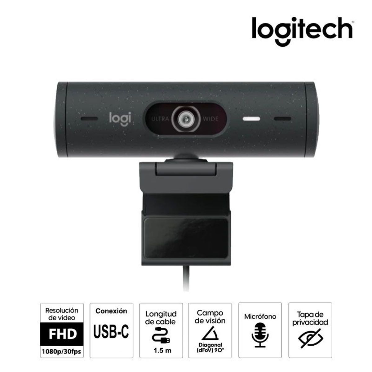 LOGITECH - CAMARA WEB LOGITECH BRIO 500 FHD 1080P USB-C BLACK