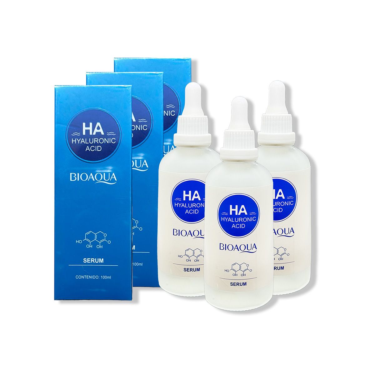 BIOAQUA - 3 Suero Para El Rostro Acido Hialuronico 100Ml