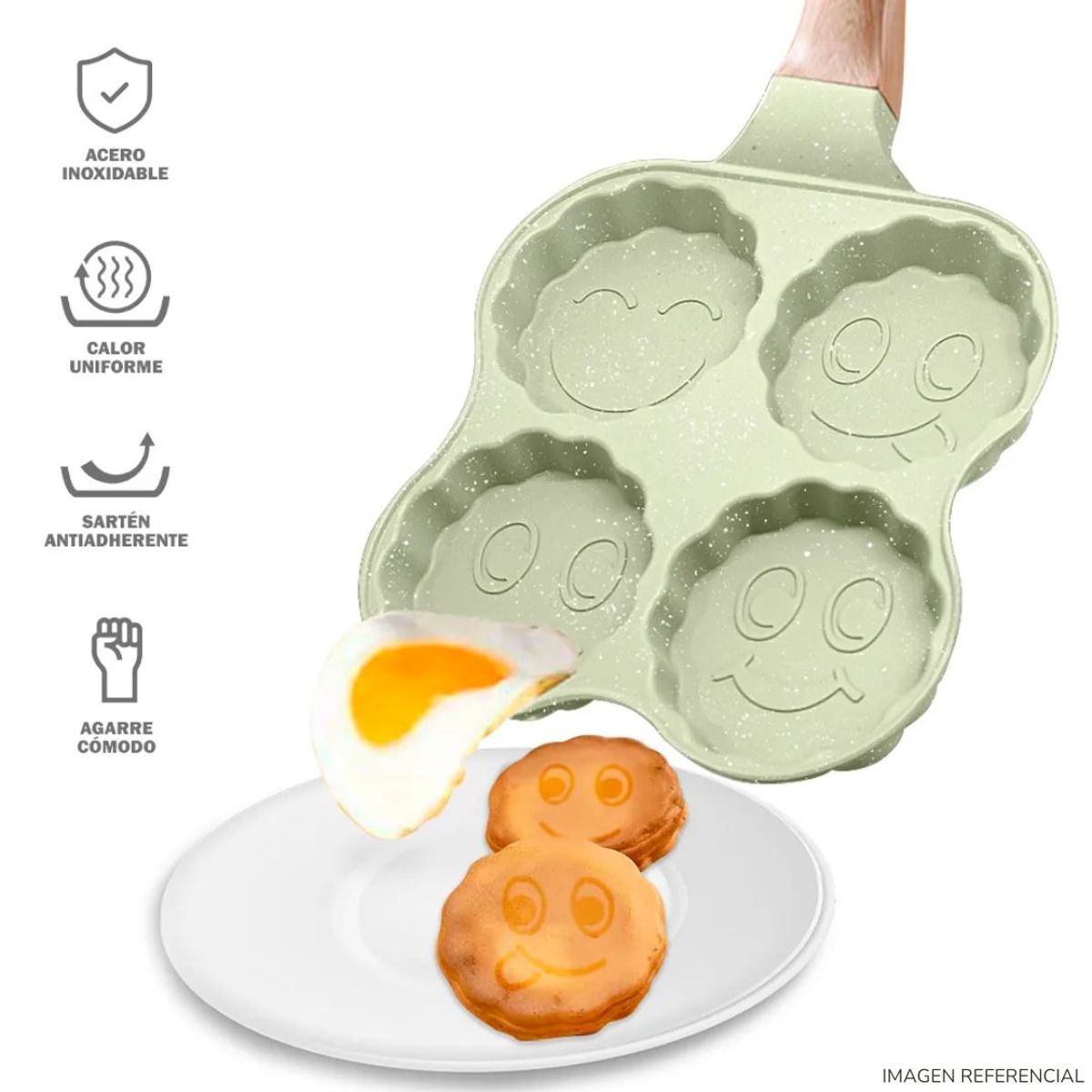 INSPIRA MARKET - Sartén Antiadherente 4 Divisiones con Diseños Kawaii