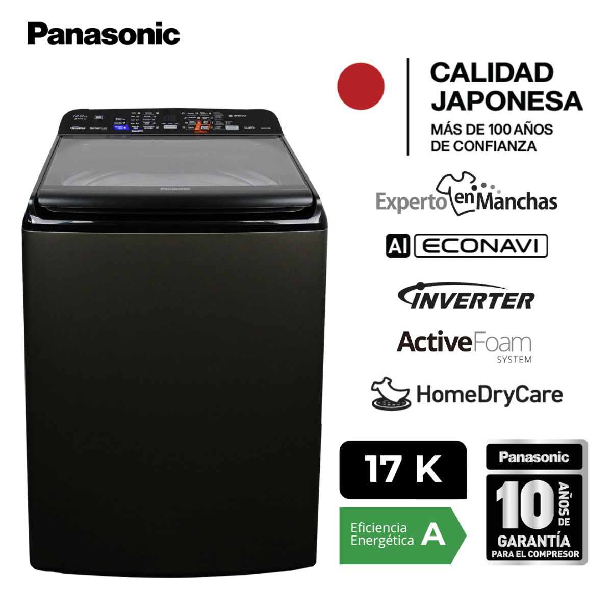 PANASONIC - Lavadora Panasonic 17kg NA-FS17P8TRH