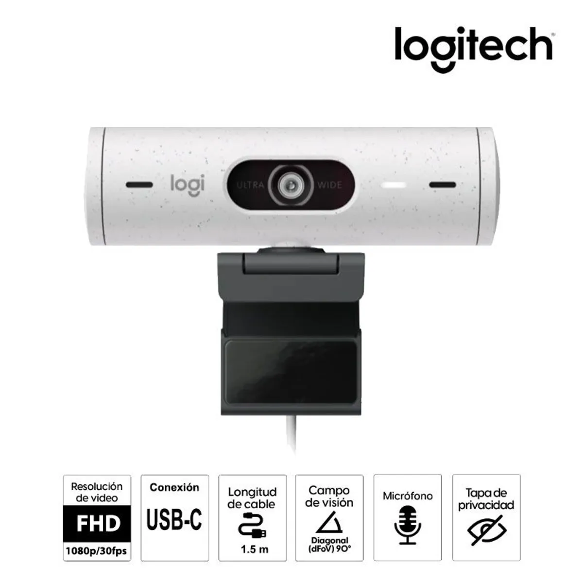 LOGITECH - CAMARA WEB LOGITECH BRIO 500 FHD 1080P USB-C WHITE