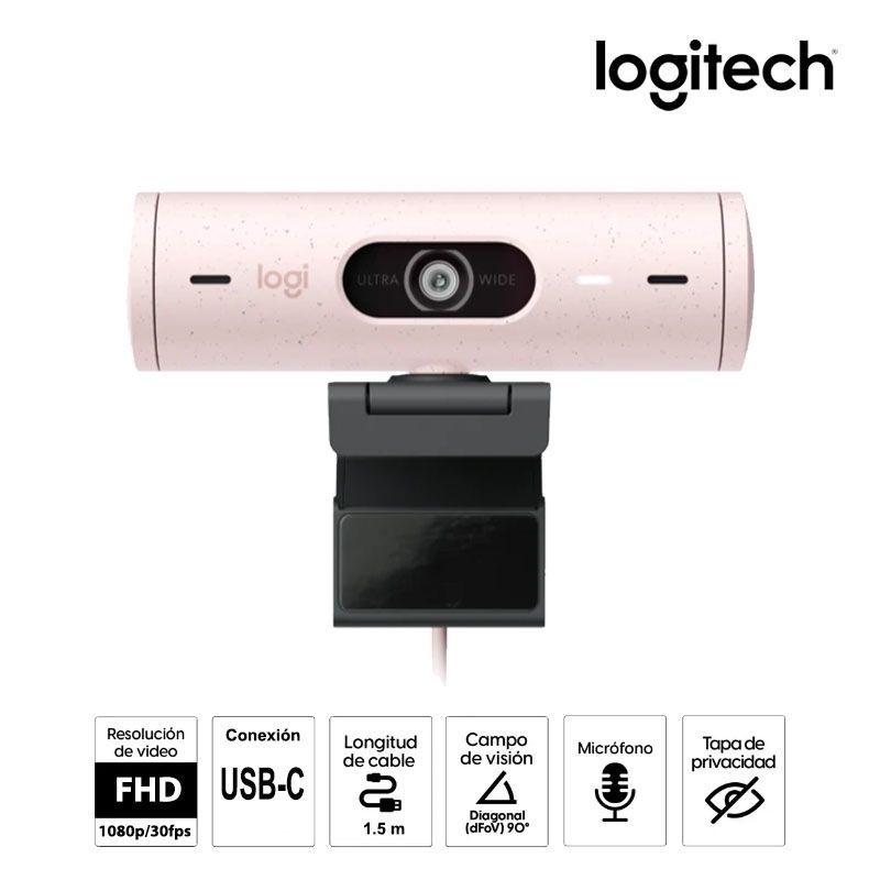 LOGITECH - CAMARA WEB LOGITECH BRIO 500 FHD 1080P USB-C PINK