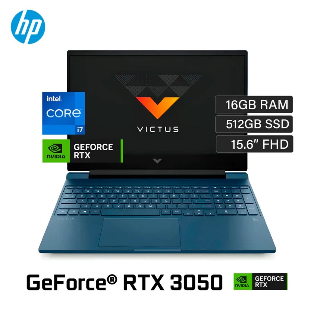 HP - Laptop Gamer HP Victus 15-FA0007LA 15.6” FHD 144Hz Intel I7-12650H 16GB 512GB SSD RTX-3050 Windows 11
