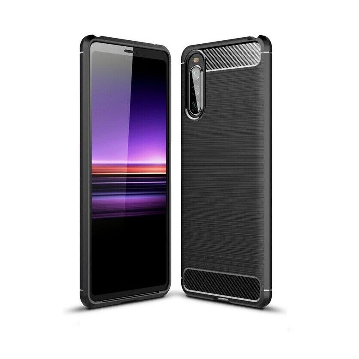GENERICO - Case Funda Silicona Fibra De Carbono SONY XPERIA 10 II  - Negro