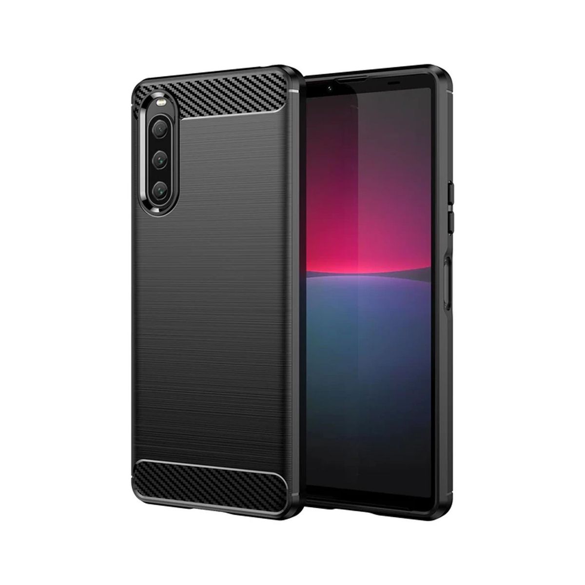 GENERICO - Case Funda Silicona Fibra De Carbono SONY XPERIA 10 V  - Negro