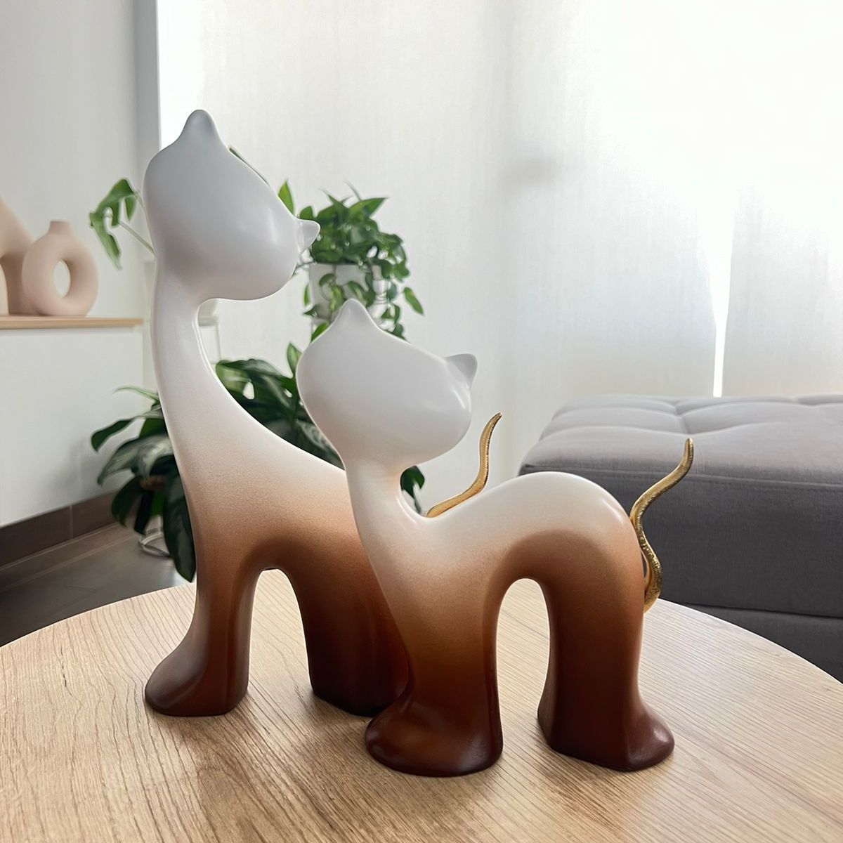 MAP DESIGN HOME - Adorno Pareja De Gatos 30x7x17cm & 21x5x14cm