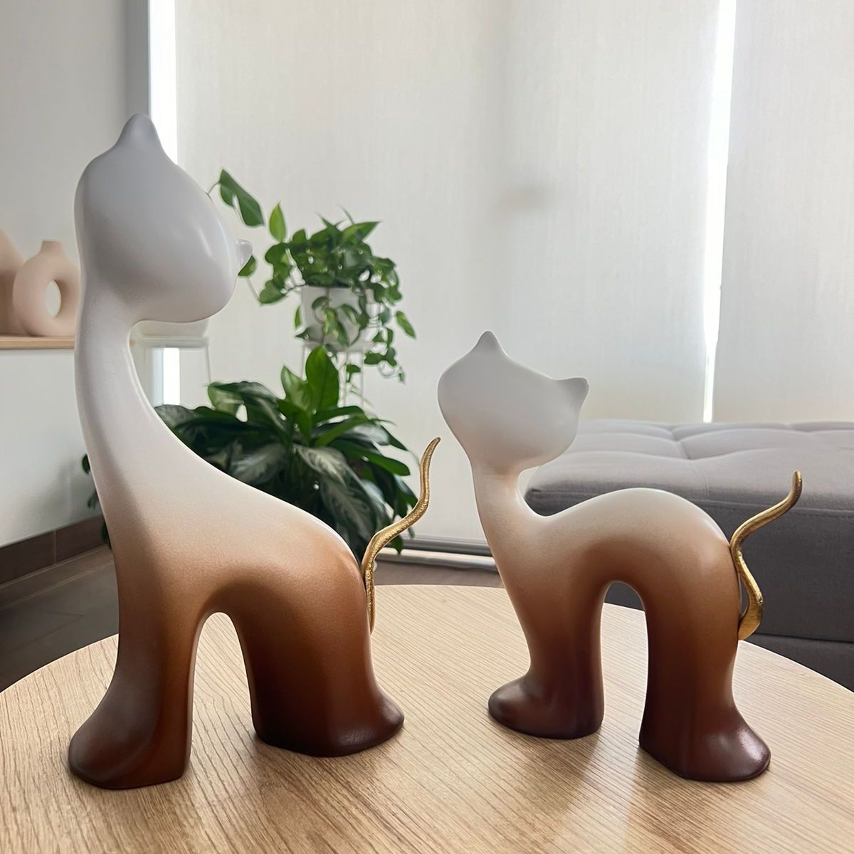 MAP DESIGN HOME - Adorno Pareja De Gatos 30x7x17cm & 21x5x14cm