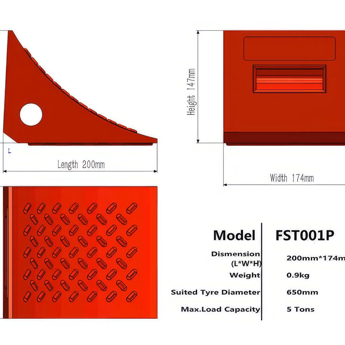 GENERICO - Taco de Seguridad Poliuretano 5Tn Naranja