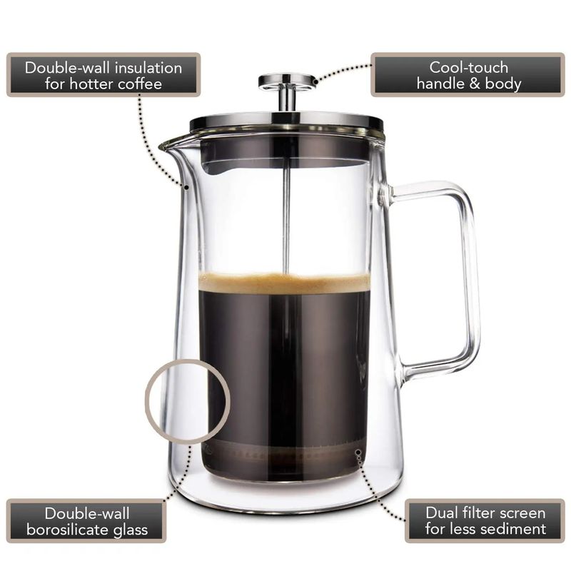 GENERICO - Cafetera de prensa francesa  grueso de doble pared  350 ml