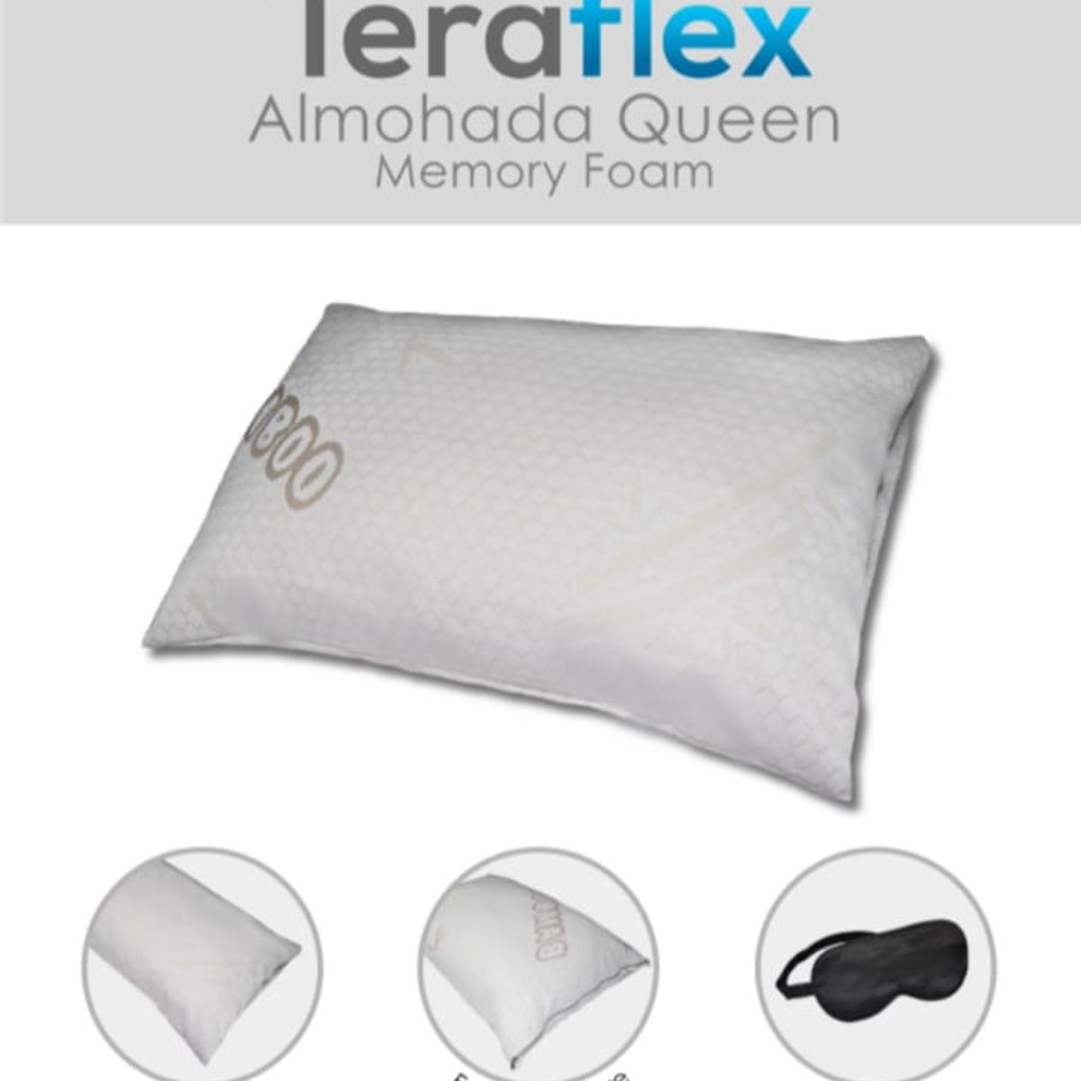 GENERICO - ALMOHADA QUEEN MEMORY FOAM 75x50x15 CM  REGALO ANTIFAZ  TERAFLEX