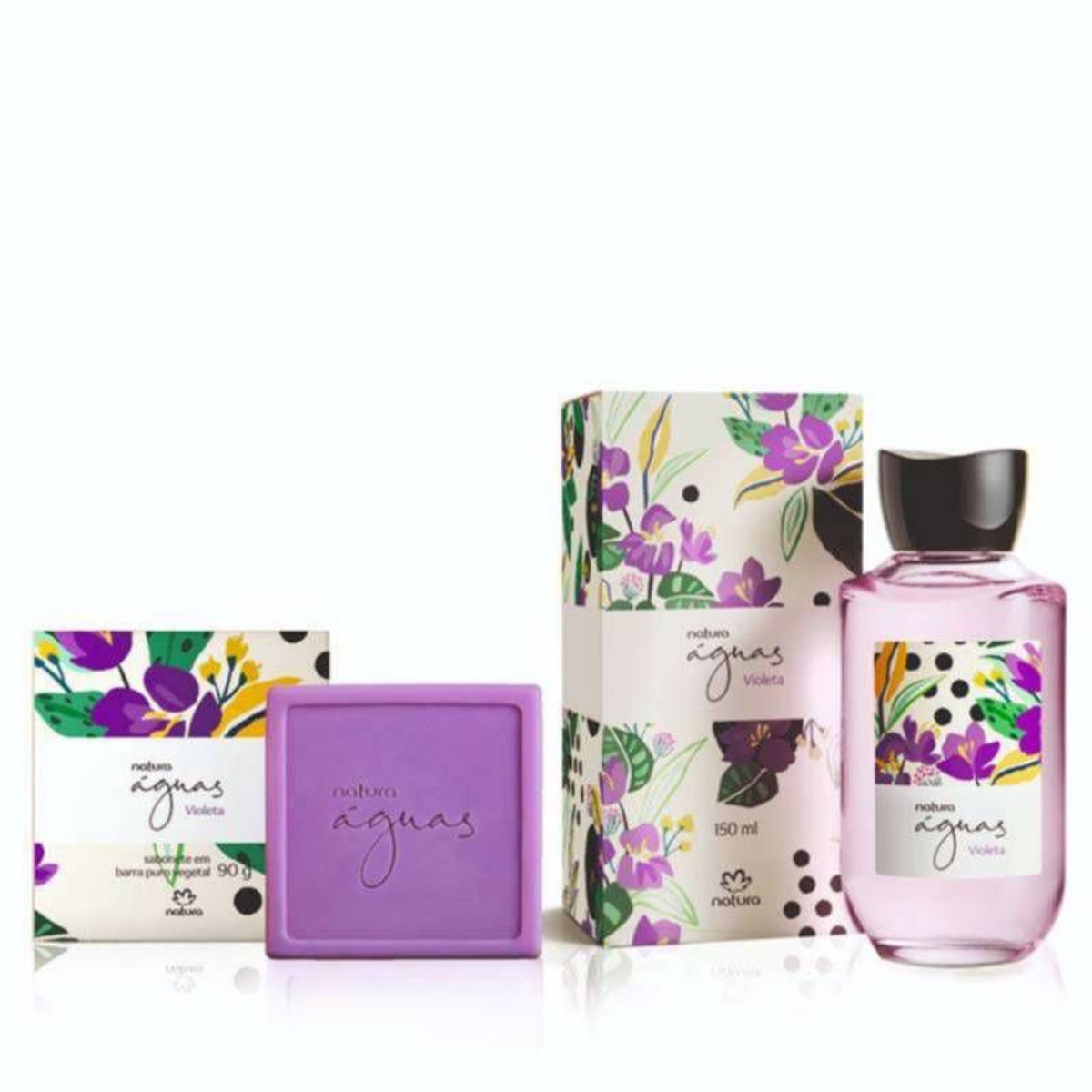NATURA - set Aguas Violeta aroma de Mujer con jabon en barra ekos NATURA