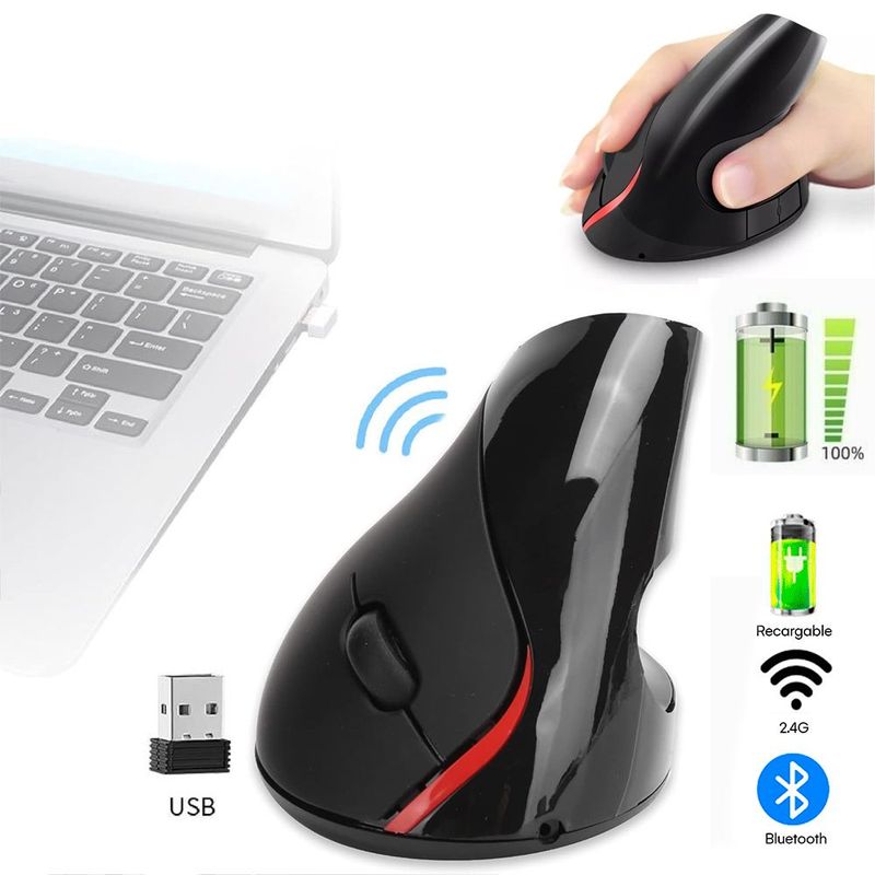 GENERICO - Mouse Vertical Inalambrico Ergonómico Usb recargable Negro