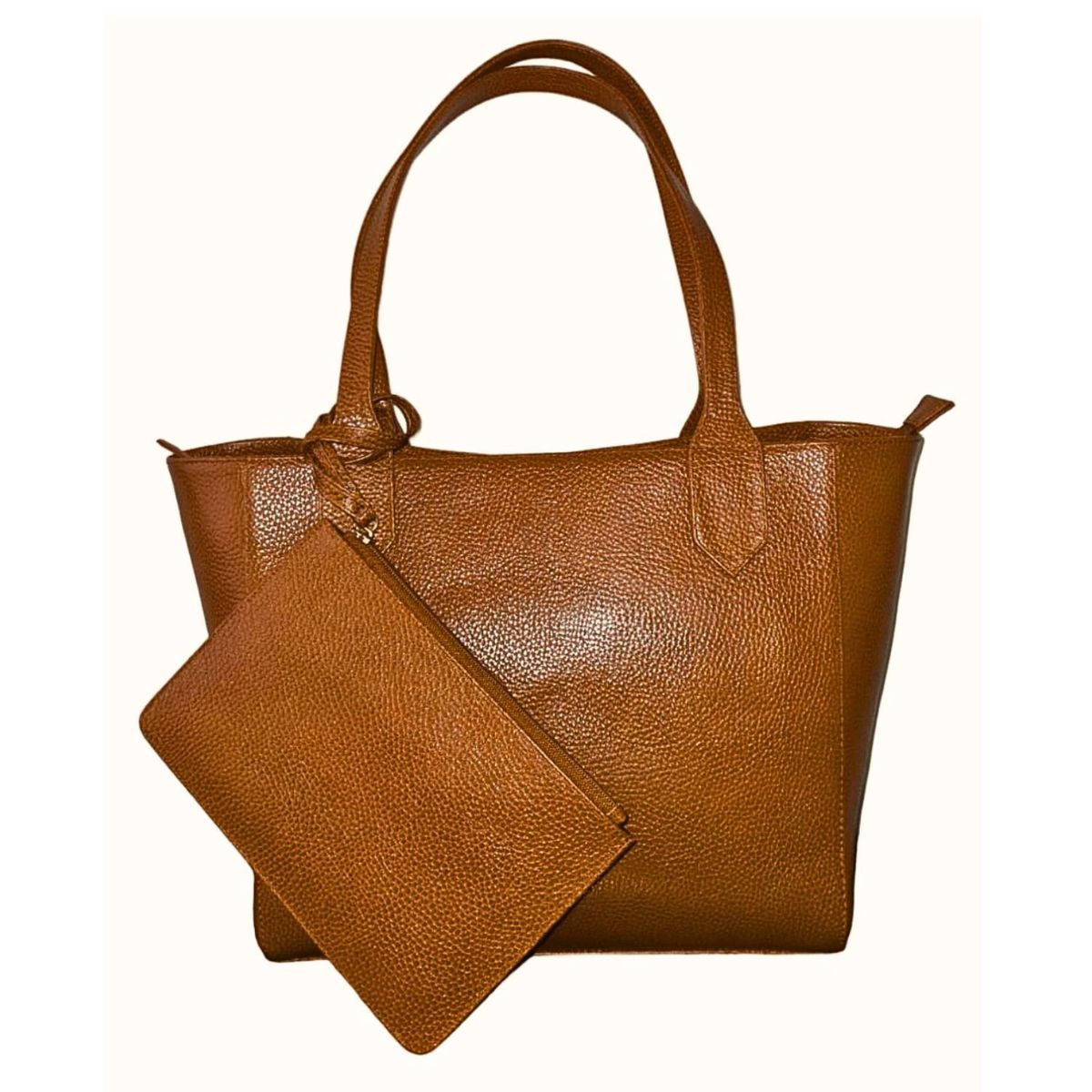 QARA - Cartera grande de cuero genuino Magda incluye neceser