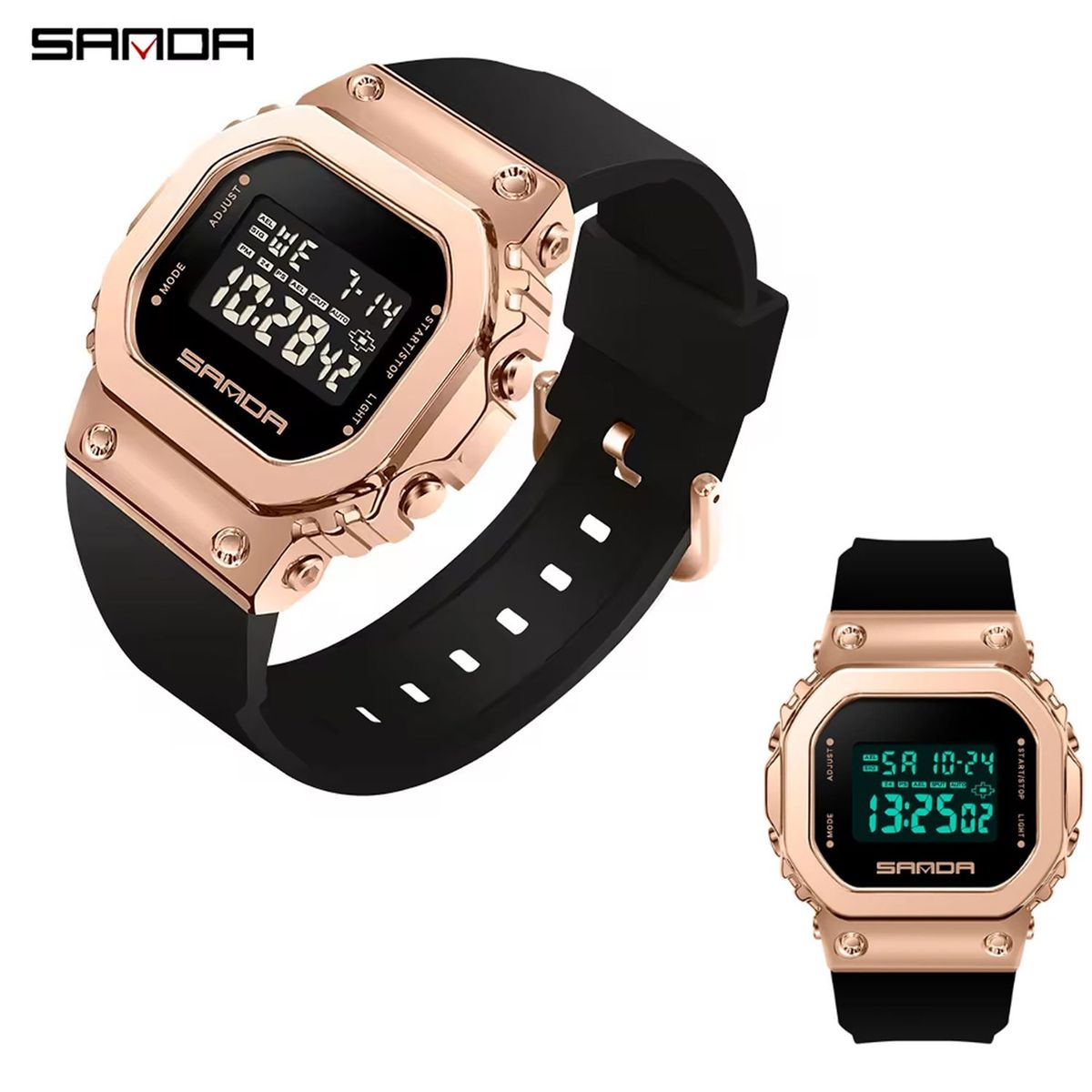 SANDA - RELOJ DIGITAL HOMBRE NEGRO DORADO SANDA 9006