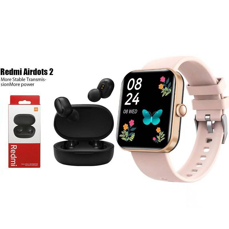 XIAOMI - Smartwatch F16 Rosado + Redmi Airdots2 Bluetooth