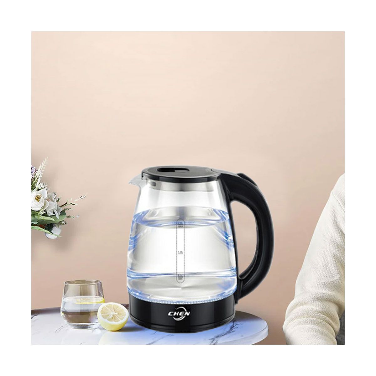 GENERICO - Hervidor Eléctrico De Vidrio Elegante 2.0 Litros Con Luz Led