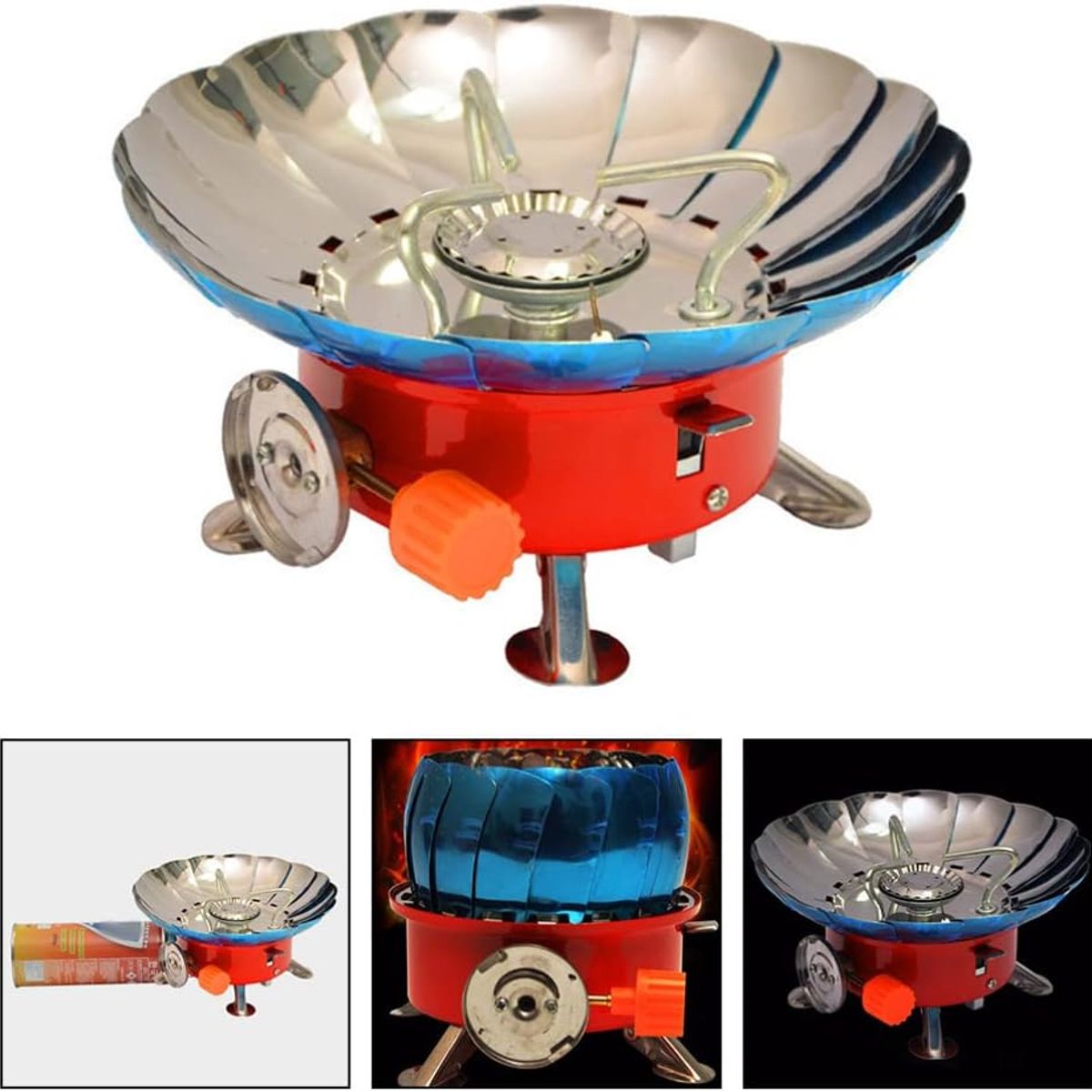 OEM - Cocina Camping Viaje Portatil  Cortaviento + 02 Gas Butano.