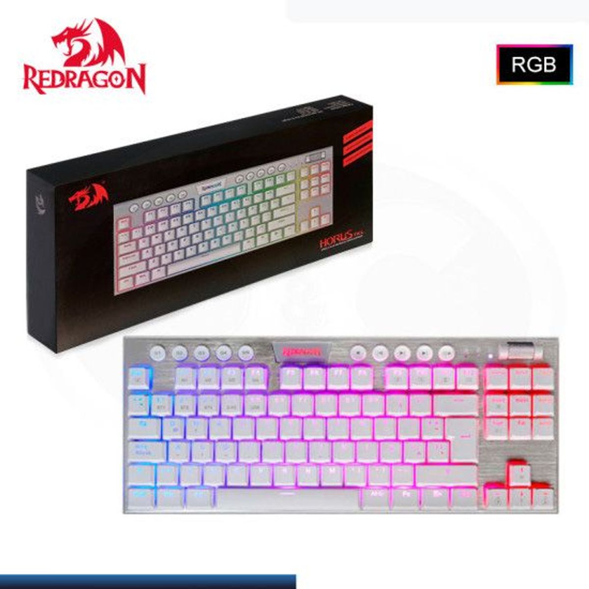 REDRAGON - Teclado Mecánico Gamer Redragon HORUS TKL K621W-RGB-SP WHITE Wireless