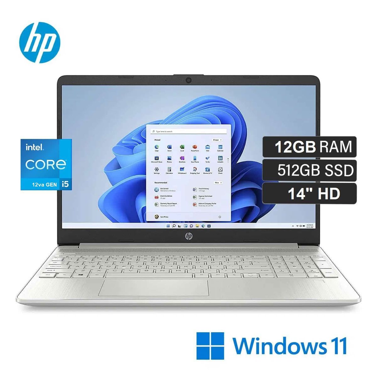 HP - Laptop HP 14 HD Intel Ci5 12va 14-dq5005la 12GB 512GB SSD Windows 11- Plateado