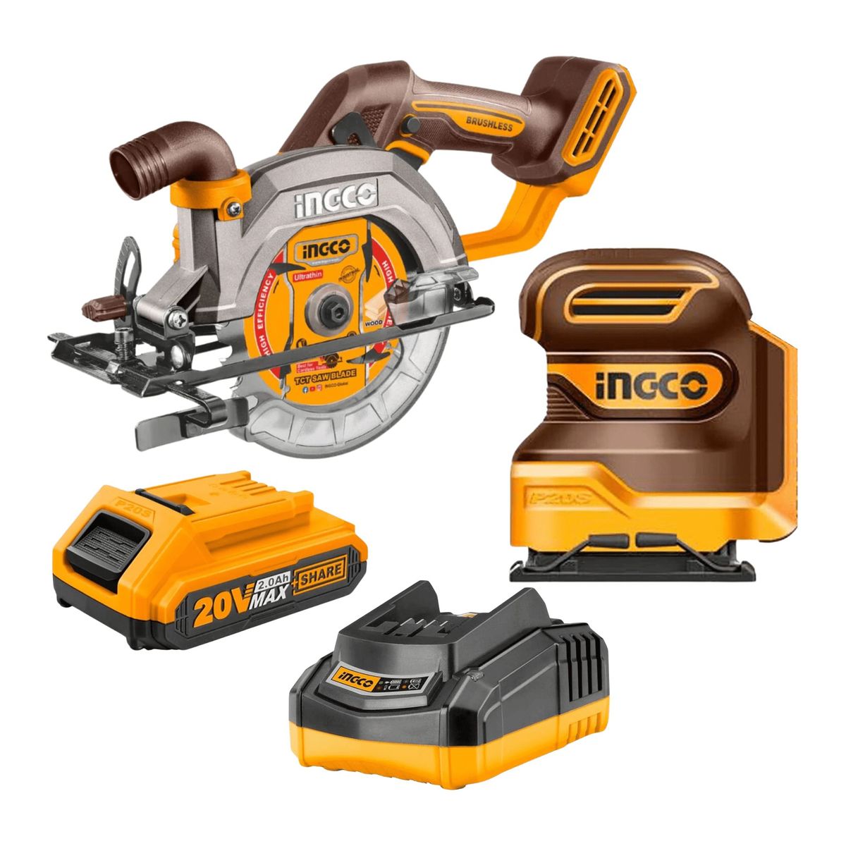 INGCO TOOLS - Combo lijadora orbital 20v + sierra circular 20v Ingco