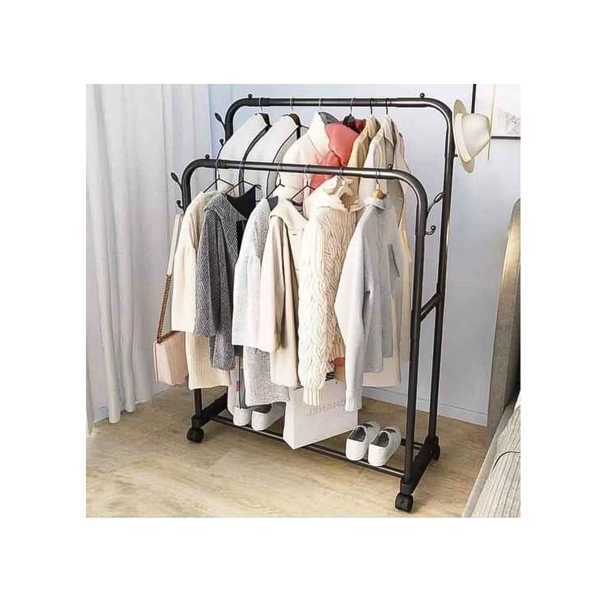 GRETAIL - Perchero Colgador Organizador Ropa Doble Negro