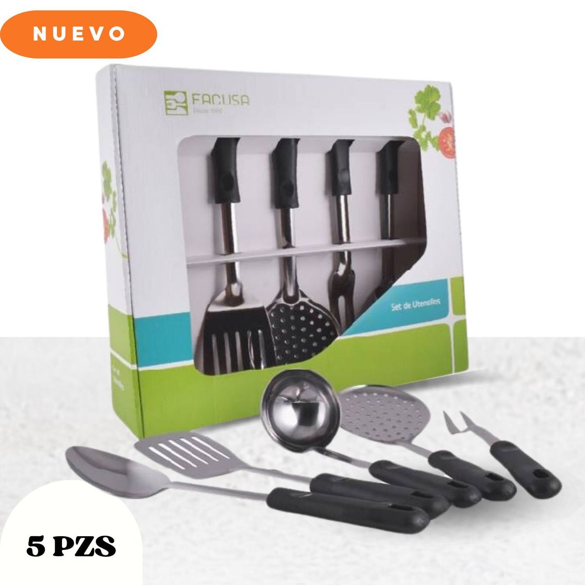 FACUSA - Juego De Utensilios Facusa Acero Inoxidable 5pz
