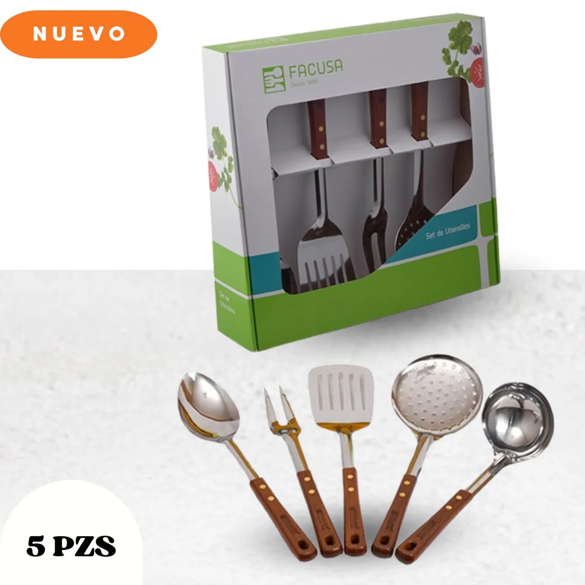 FACUSA - Set De Utensilios X 04 Mango Madera