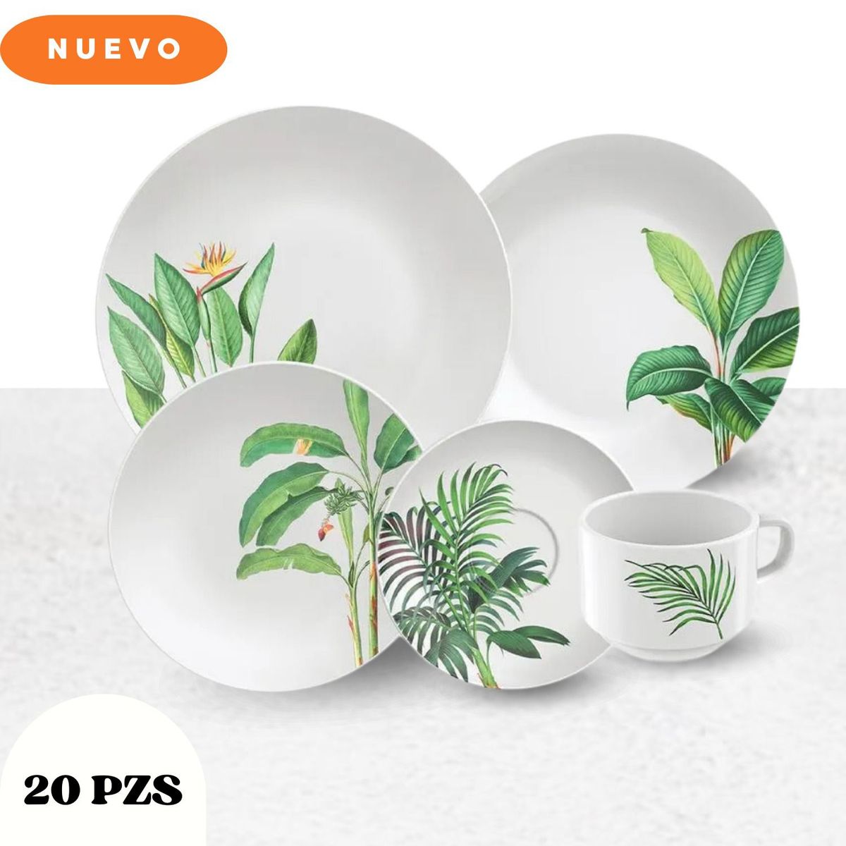 TRAMONTINA - Juego De Vajilla Tramontina Graziela Porc, 20 Unidades, Plato Y Taza