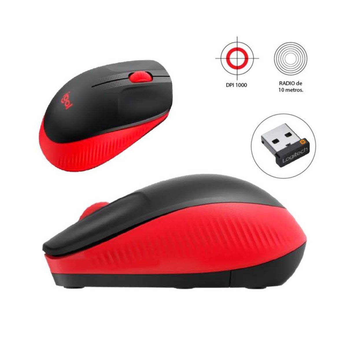 LOGITECH - MOUSE LOGITECH M190 - ROJO