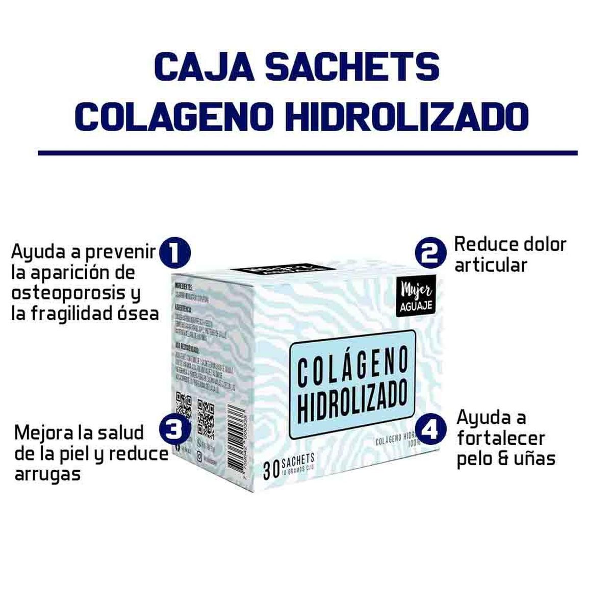 MUJER AGUAJE - Colageno Hidrolizado Caja 30 sachets de 10 gramos c/u Mujer Aguaje