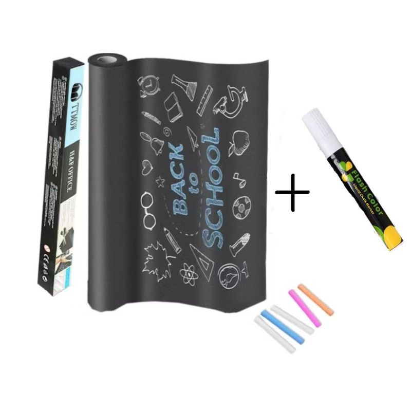 GENERICO - PIZARRA  ADHESIVA VINIL 2X0.45M CON 5 TIZAS + 1 TIZA LIQUIDA