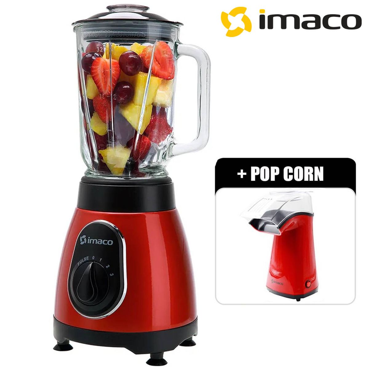IMACO - Combo Imaco Licuadora de Metal 15Lt 500W BLS5388R +Máquina Pop Corn