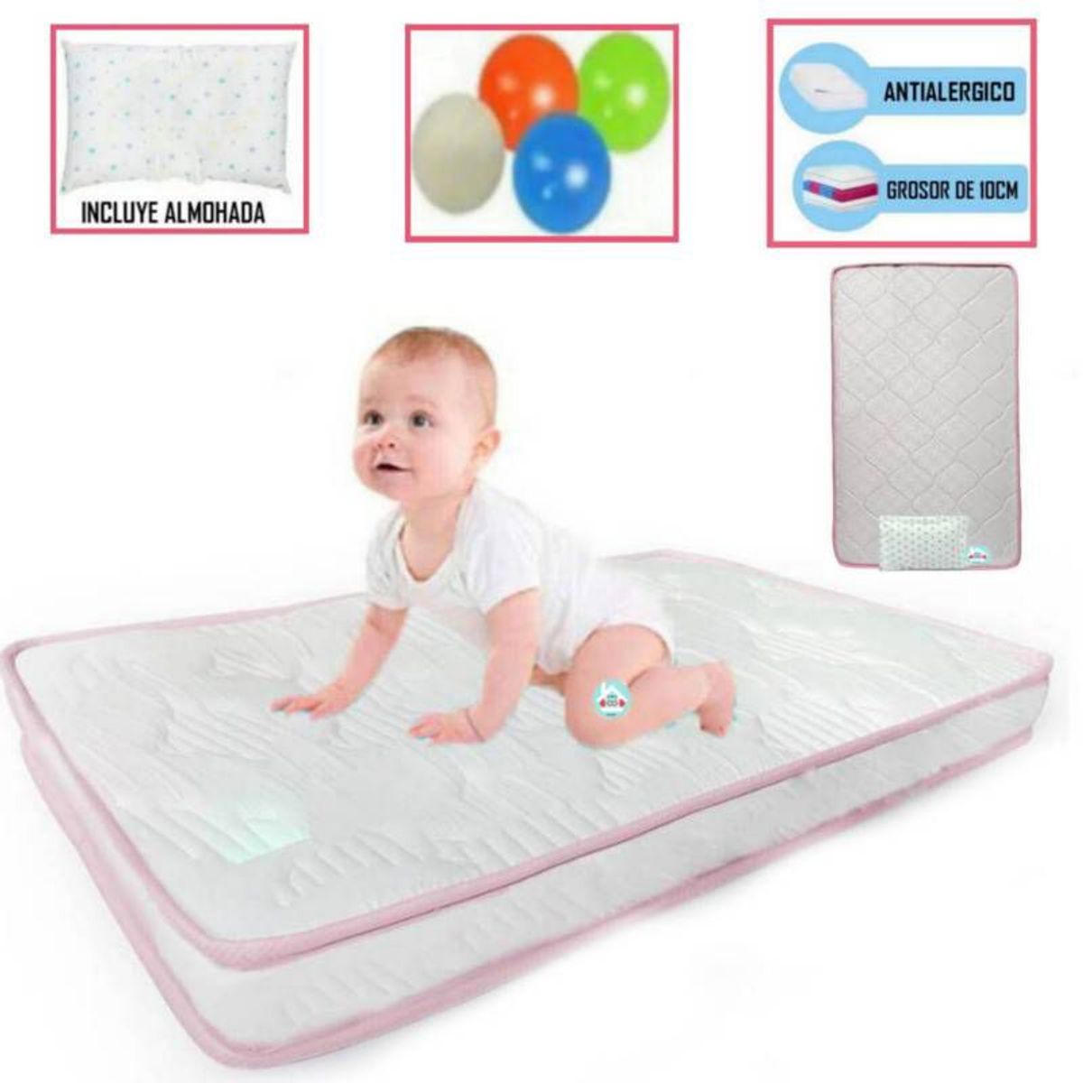 CAM - Colchón de Bebe para Cunas Pack and Play CAM 10 x 67 x 110 cm.