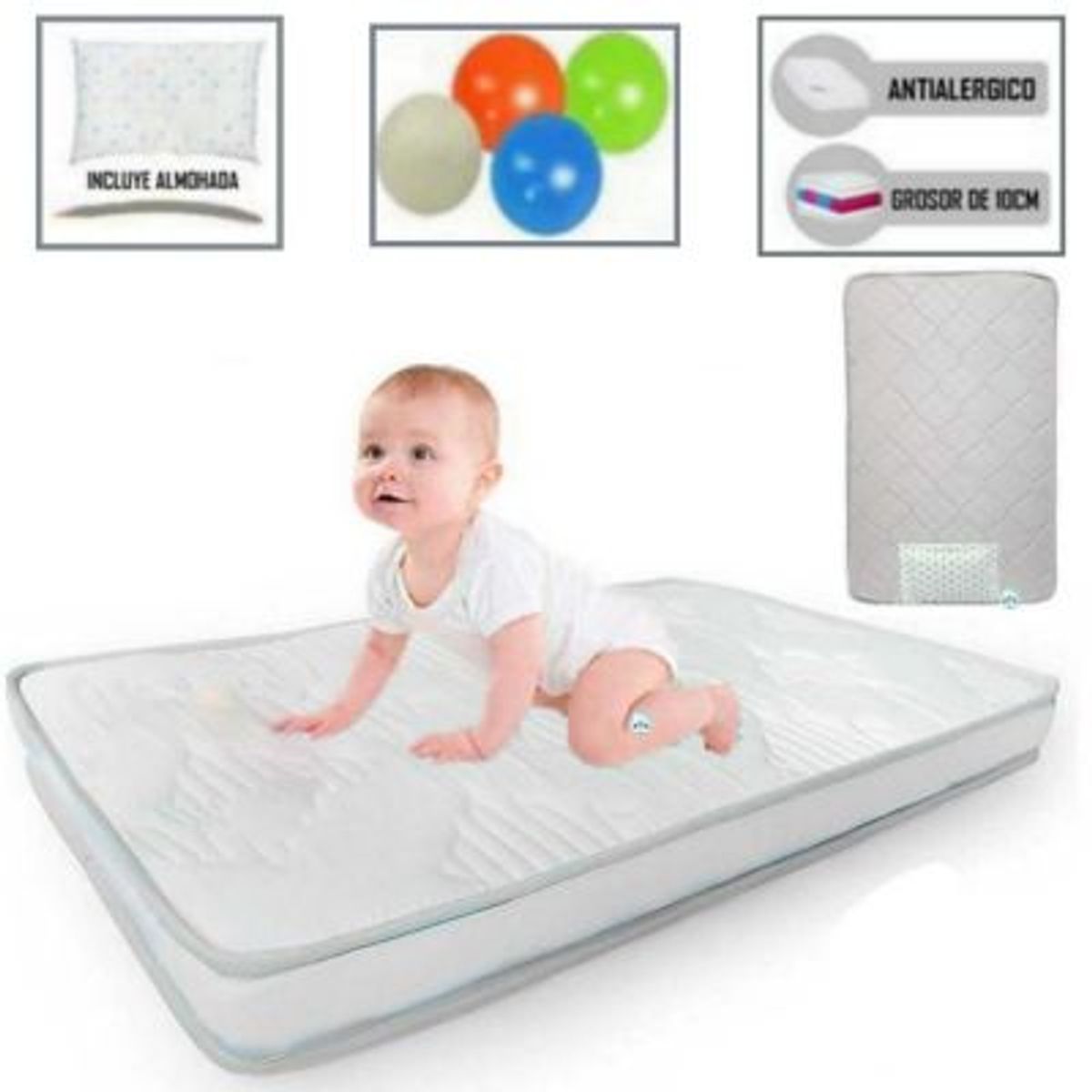 GENERICO - Colchón de Bebe para Cunas Pack and Play ULTRAG 10 x 67 x 110 cm.